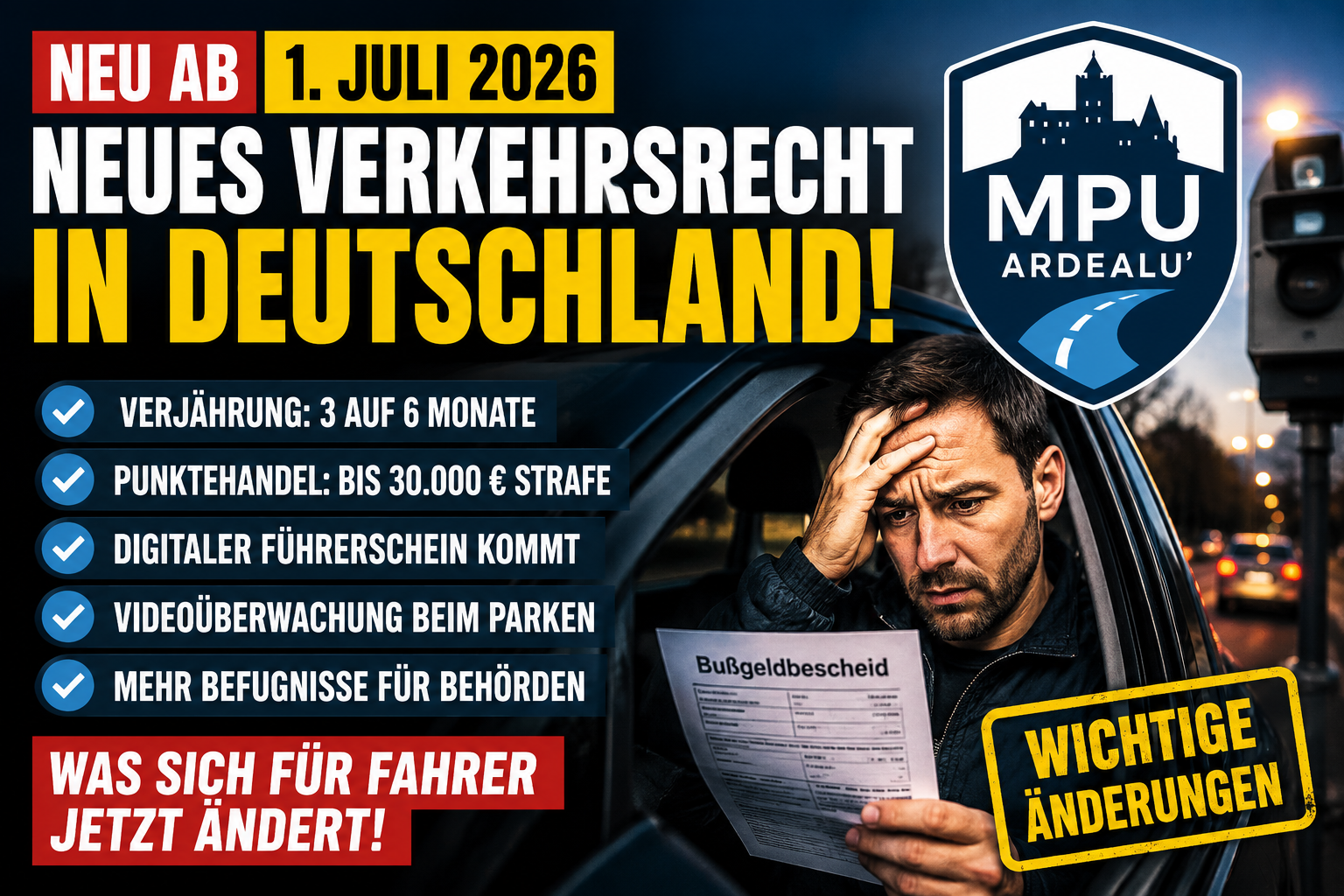 Noua lege rutieră din Germania 2026: amenzi, camere video, permis digital și prescripție dublată