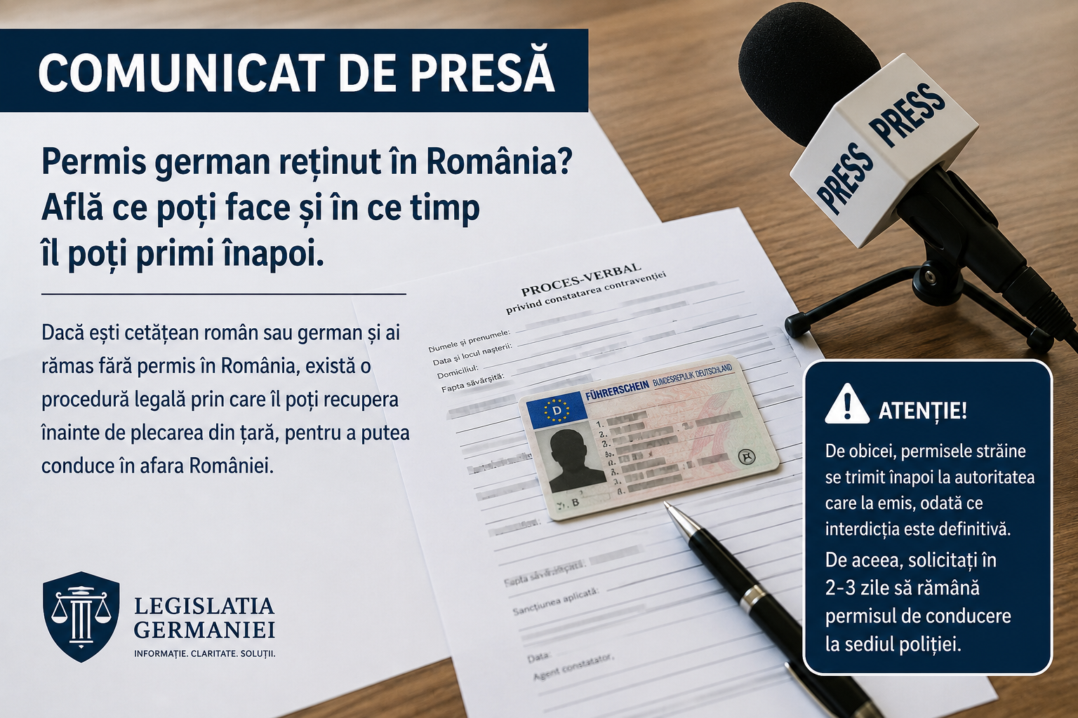 Permis german reținut în România